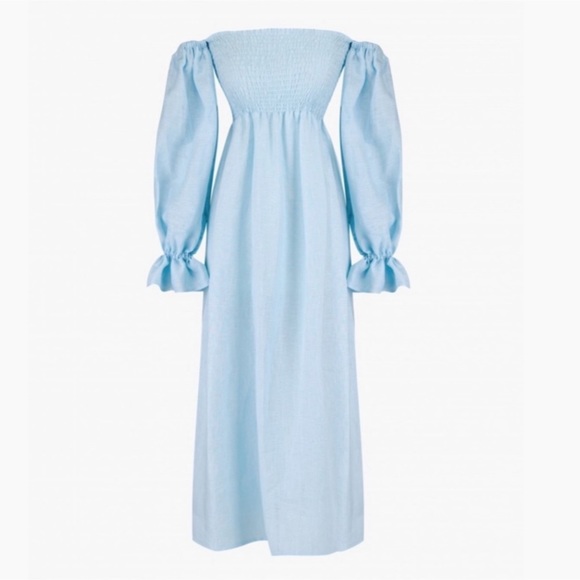 NWT Sleeper Atlanta linen dress in blue midi Sz XL/X-Large - Picture 6 of 6